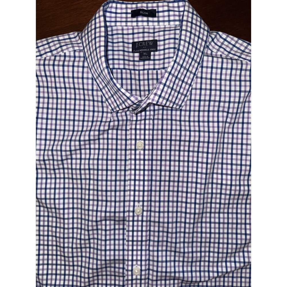 J Crew Mens Lightweight Slim Fit Plaid Button Down Shirt XL Business Casual